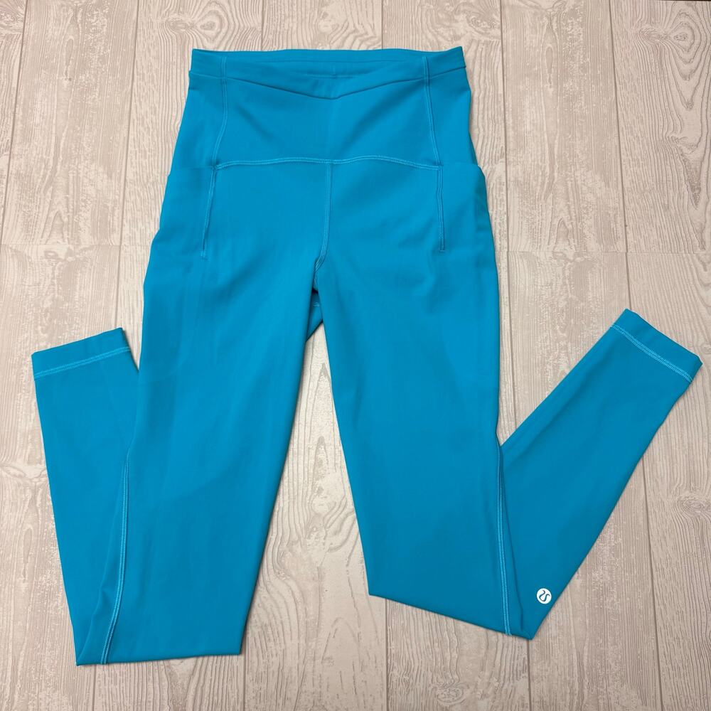 Lululemon Speed Up Leggings Women’s Size 4 Teal Blue Reflective Running